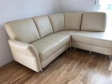 Ugaone garniture: Ugaona garnitura od prave kože – bež/ekru boja - Moderan L-oblik sa — 8