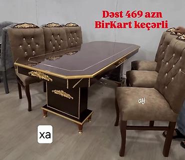 qonaq desti mebelleri: Yemək otağı dəsti - Dəst tərkibi: uzunsov formalı masa + 6 ədəd stul — 1