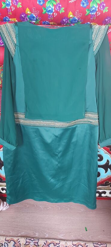турецкие платья: Вечернее платье, Классическое, Короткая модель, Атлас, С рукавами, Стразы, 5XL (EU 50)
