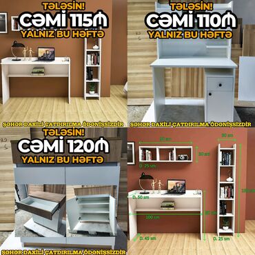 Uşaq masaları: Oğlan və qız üçün, Yeni, Siyirməli, Yazı masası, Stulsuz — 22