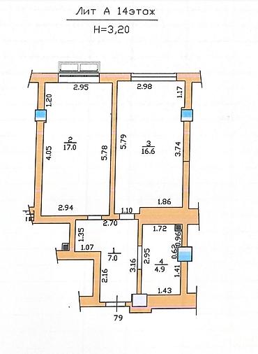 радуга цо квартира: 1 комната, 45 м², Средний Джал Элитка, 14 этаж, ПСО (под самоотделку) — 7