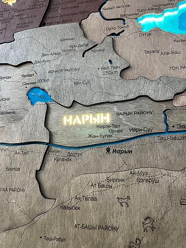 Декор жана интерьер: Карта Кыргызстана из дерева, размер 150х75см с подсветкой Встроенная — 7