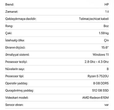 hp ana plata: Hp laptop satılır.Hediyye alınıb ve Yenidir.Qutusu tanıtım meqsedile — 4