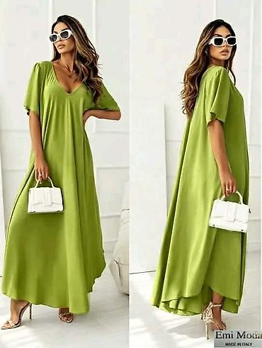 oval: Maxi haljina sa V‑izrezom oversize. - Duga, lepršava silueta sa — 6