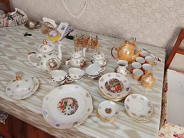 blutut luster: Çay dəsti, rəng - Qızılı, Farfor, 6 nəfərlik, Almaniya — 1
