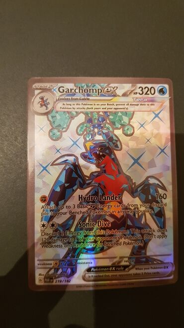 Qrammofon və patefonlar: Garchomp EX Pokemon kartı. Bu kart kolleksiyaçılar və Pokemon