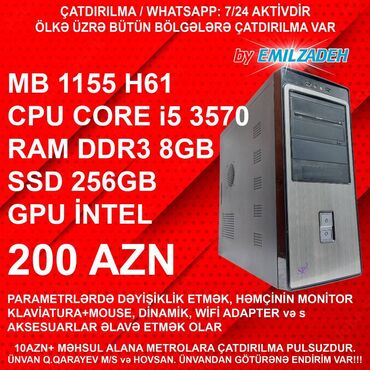 Masaüstü kompüterlər və iş stansiyaları: Masaüstü kompüter "qori ddr3 1155 h61/core i5 3570/8gb ram/256gb ssd" lalafo.az -da Masaüstü kompüterlər və iş stansiyaları: Masaüstü kompüter "qori ddr3 1155 h61/core i5 3570/8gb ram/256gb ssd"