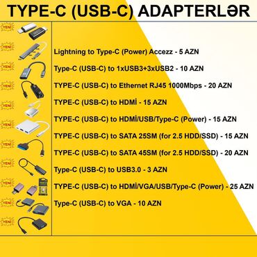 Masaüstü kompüterlər və iş stansiyaları: Type-C/USB-C Adapterlər ⭐Type-C (USB-C) to Ethernet RJ45 1000Mbps – 20