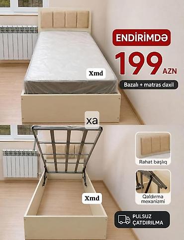 dosek matras: Bazalı tək nəfərlik çarpayı dəsti. Komplektə bazalı çarpayı və matras — 1