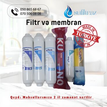 qazlı su aparatı: Su filtrləri və membran Su filtrlərinin karticləri və membranları