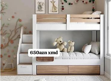 Uşaq otağı üçün iki mərtəbəli çarpayı sistemi - Dizayn: ağ və açıq lalafo.az -da Uşaq otağı üçün iki mərtəbəli çarpayı sistemi - Dizayn: ağ və açıq