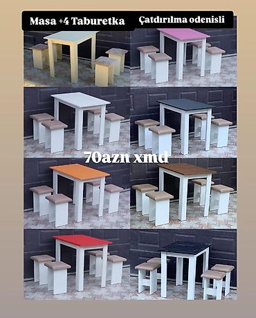 tap az masa ve oturacaqlar: Mətbəx üçün, Yeni, Açılmayan, Dördbucaq masa, 4 stul — 1