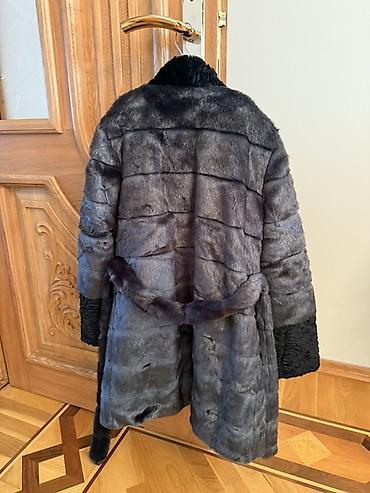paltolar: ZUZZA Fashion qadın kürkü - Rəng: tünd boz/şaftalı tonlarında ombre — 3