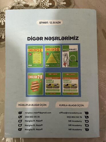 nərgiz nəcəf 250 sınaq qiyməti: 8AZN AZ ISLENIB ICI TEZEDIR YAZILMAYB Nərgiz Nəcəf ingilis dili