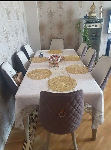 Mebel: Qonaq otağı üçün, İşlənmiş, Kvadrat masa, 8 stul — 1
