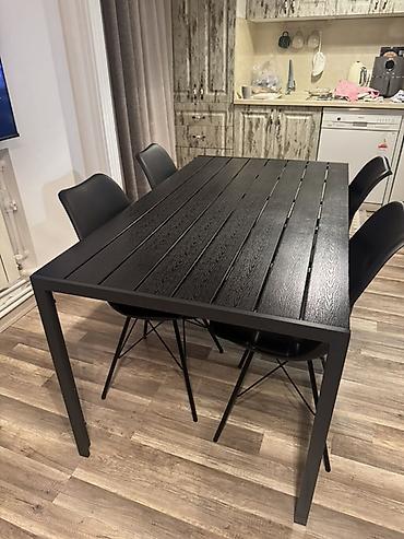 ucuz stol stul desti: Qara rəngli yemək masası və 4 ədəd stul dəsti - Dizayn: Minimalist — 2