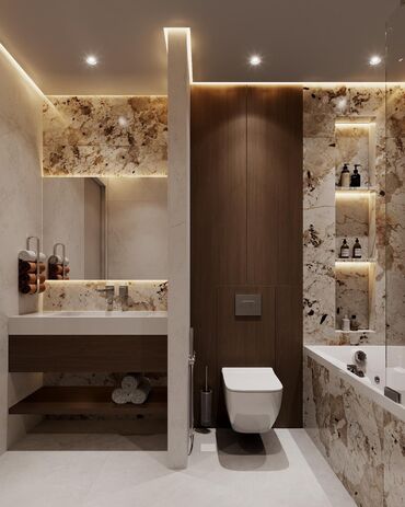 Plitə işləri: Peşəkar kafel-metlax və mərmərə bənzər porselen plitələrin döşənməsi — 8