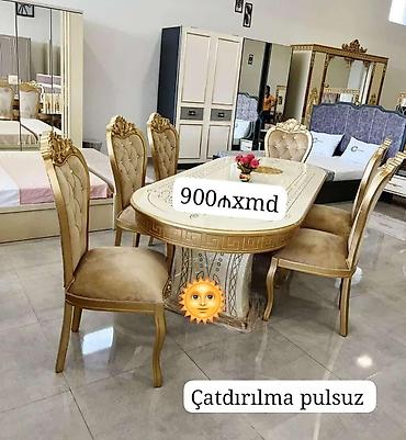 Masalar və oturacaqlar: Qonaq otağı üçün, Yeni, Dördbucaq masa, 6 stul — 1