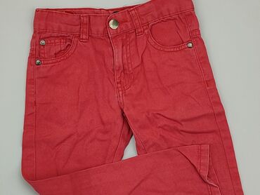 czerwone spodnie jeansy: Spodnie jeansowe, 4-5 lat, 110, stan - Zadowalający