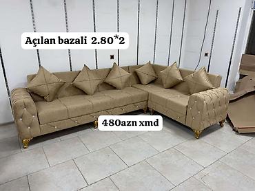 sunger: Künc divan – açılan bazalı model - Ölçü: 2.80 × 2 m - Rəng: bej - Künc — 1