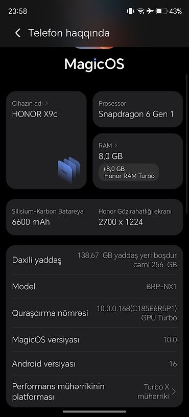 philips xenium x501: Honor 9C, 256 GB, rəng - Boz, Barmaq izi, İki sim kartlı, Face ID — 1