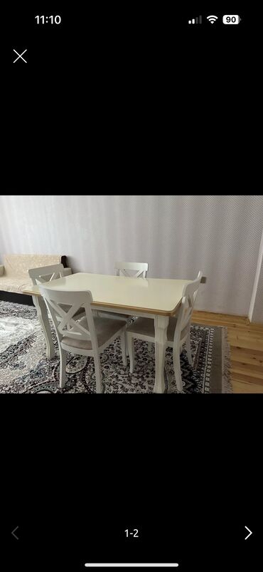 heyet ucun stol stul: Qonaq otağı üçün, İşlənmiş, Açılmayan, Dördbucaq masa, 4 stul, Azərbaycan