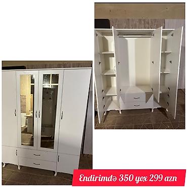 parça skaf: Yeni, 4 qapılı, Güzgülü, Ağ, Açılan, Düz dolab — 1