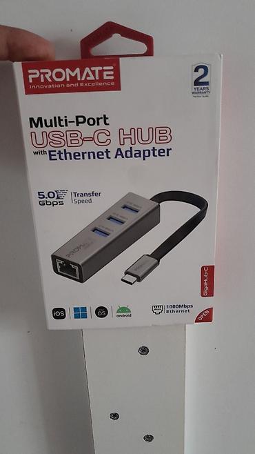 mac fen: Promate GigaHub‑C – Ethernet adapterli çoxportlu USB‑C HUB — 3