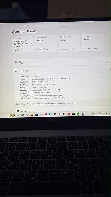 huawei matebook d14: Çanta üstündə hədiyyə verilir Huawei Matebook D15 Processor: Intel — 3