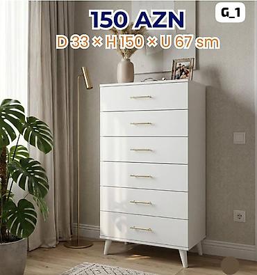Komodlar: Ağ rəngli şkaf-komod (G_1) Ölçülər: Dərinlik 33 sm × Hündürlük 150 sm — 1