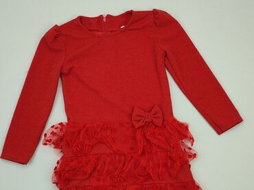 czerwona sukienka z bufiastymi rękawami: Dress, 8 years, 122-128 cm, condition - Very good