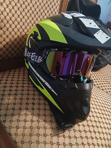 moto elektrik: Motokros/tur enduro kaskı və eynək dəsti - Növ: Off-road/motokros — 1