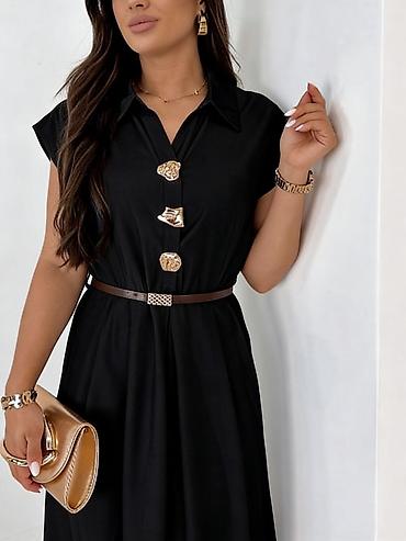 Haljine: 💫💫Ženska midi košulja-haljina sa pojasom - Elegantna A-kroj silueta — 10