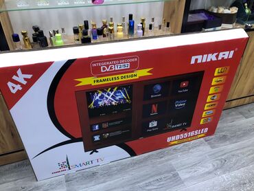 ucuz smart televizorlar: Yeni Televizor Nikai 55" 4K (3840x2160), Ünvandan götürmə