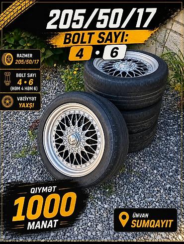 təkər lassa: 17-lik disk və şin dəsti satılır. Ölçü: 205/50/17 Bolt sayı: 4 və 6 — 1