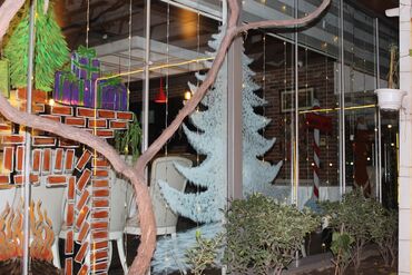 Bayram bəzəkləri: Şüşə vitrinlər üçün Yeni il və qış mövzusunda dekorativ rəsmlər — 3