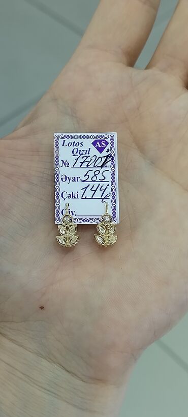 tek qas sirga modelleri: Sırğa, Sarı qızıl, 585 Əyar, 144 g