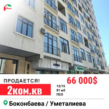 Продажа квартир: 2 комнаты, 81 м², Элитка, 12 этаж, ПСО (под самоотделку)