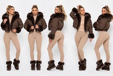 north face kacket: Kratka ženska jakna sa krznom – čokoladno braon - Model: puf jakna — 2