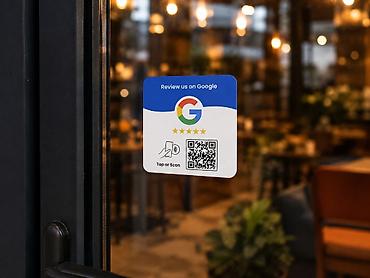 Reklam lövhələri: Məhsul: Google rəyləri üçün NFC/QR masaüstü lövhələri və stikerlər — 2