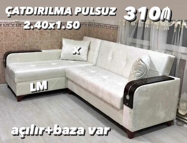delloro mebel 990 azn: Угловой диван, Раскладной, С подъемным механизмом