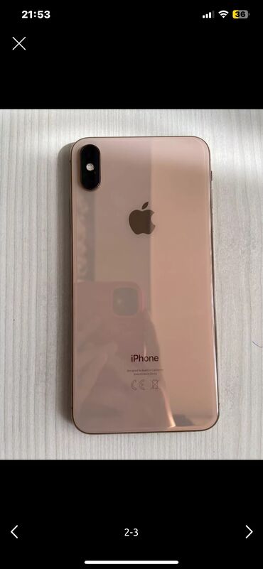 Apple iPhone: IPhone Xs Max, Колдонулган, 64 ГБ, Алтын, Коргоочу айнек, Каптама, 88 %