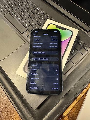 iphone telfon: IPhone 14, 128 GB, Jet Black, Simsiz şarj, Face ID, Sənədlərlə — 6