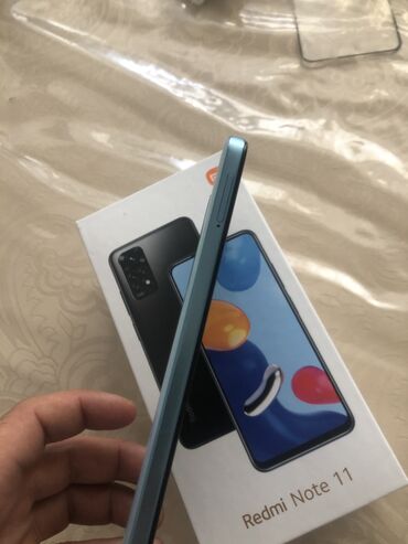 redmi note 11 qiymeti: Xiaomi Redmi Note 11, 128 ГБ, цвет - Синий, 
 Сенсорный, Отпечаток пальца, Две SIM карты