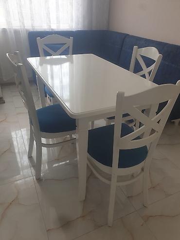 metbext stol stul: Yemək otağı üçün masa və 4 ədəd stul dəsti ölçüleri uzunluğu(L)-120 — 1