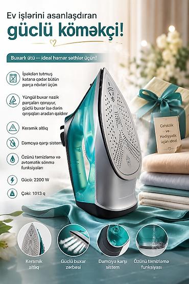 par utuleri: Buxarlı ütü – gündəlik işi asanlaşdıran güclü köməkçi Xüsusiyyətlər — 1