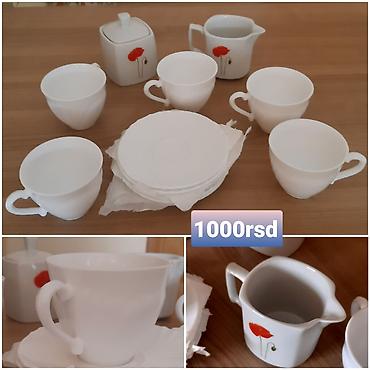 srebrna: Porcelanski set za kafu/čaj – elegantan beli servis sa diskretnim — 1