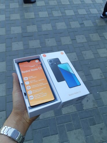 barter telefonlar: Xiaomi Redmi Note 13, 128 ГБ, цвет - Черный, 
 Кнопочный, Отпечаток пальца