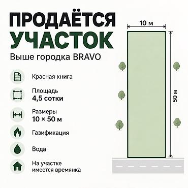 участок браво: 4 соток, Для строительства, Красная книга — 1