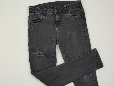 jeansy niebieskie z dziurami: Spodnie jeansowe, C&A, 12 lat, 146/152, stan - Dobry